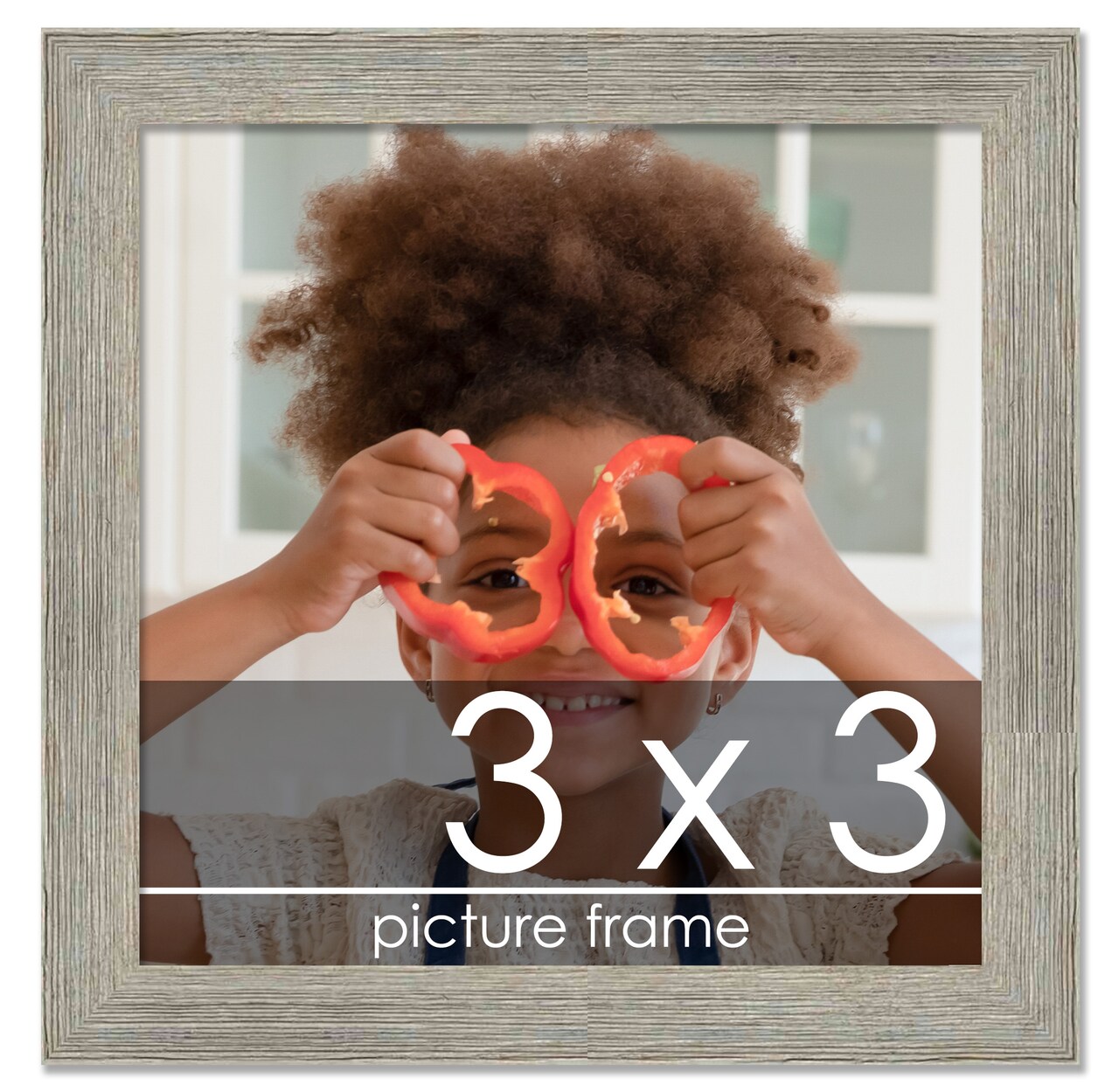 3x3 Wide Barnwood Picture Frame with UV-Resistant Acrylic & Acid Free Backing, Available in 6 Paint Finishes - Grey, Brown, White, and Black